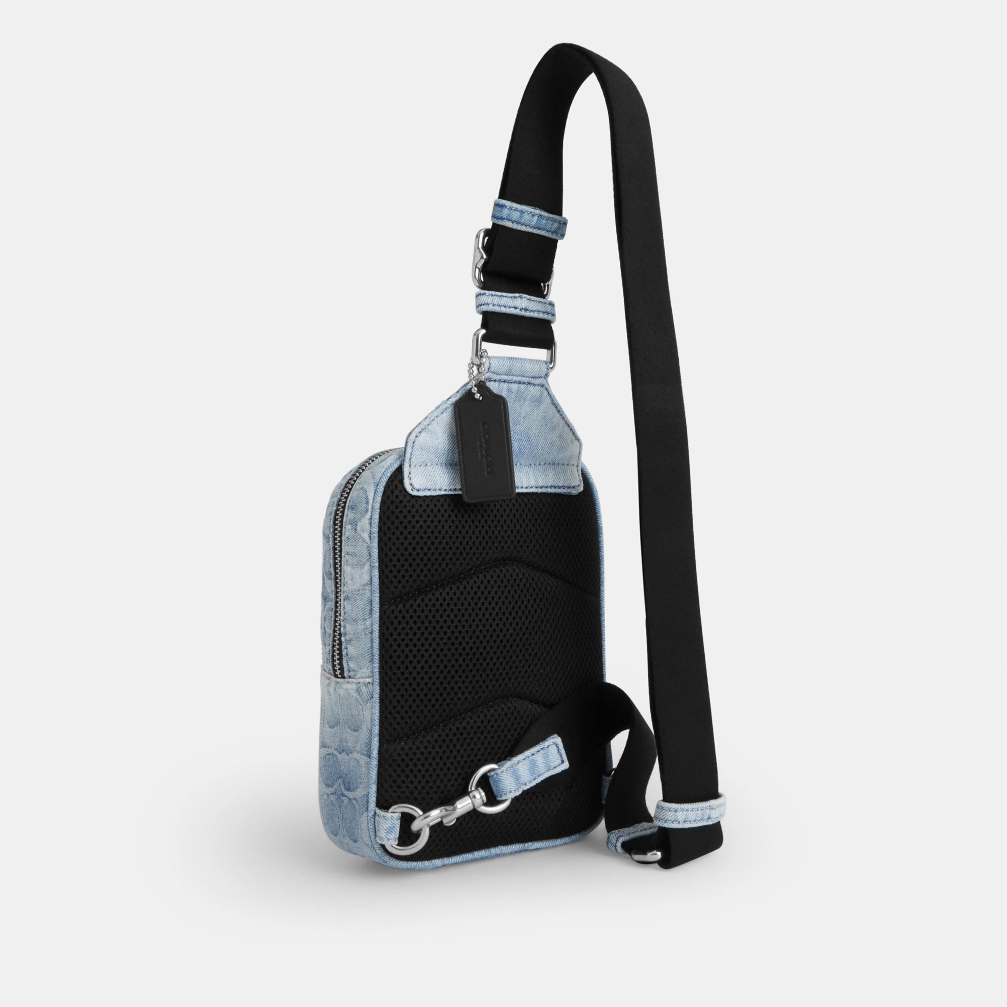 Racer Sling Pack In Loved Signature Denim - SVNIM - view 4