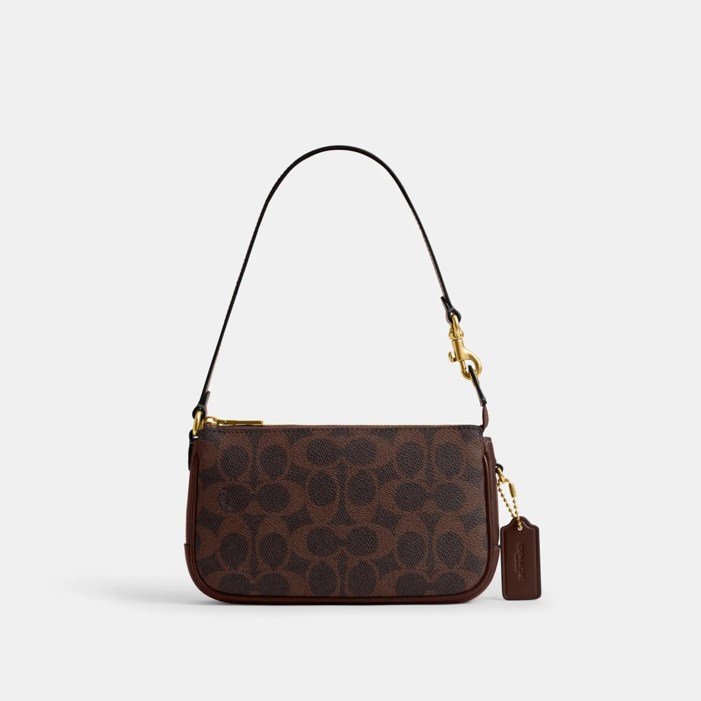 COACH®,Plaza Bag 18 In Signature Canvas,Calfskin Leather,Leather,Canvas,Fabric,Shoulder Bag,Logo,Compact,Lined,2 in 1,Bras...,Brown,Front View