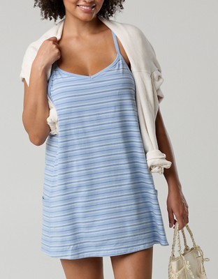 OFFLINE By Aerie OG Cotton Racerback Mini Dress - Monaco Blue