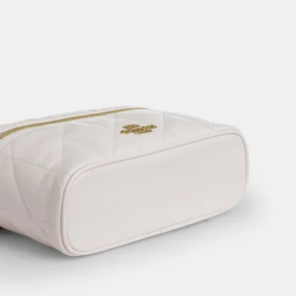 COACH®,Rainer Crossbody Bag 18 With Quilting,Recycled Polyester,Leather,Crossbody,Logo,Quilted,Sustainable,Adjustable,Gold...,White,Outsole View