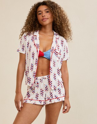 Aerie Real Soft® Short Sleeve Pajama Shirt - Rome Blue