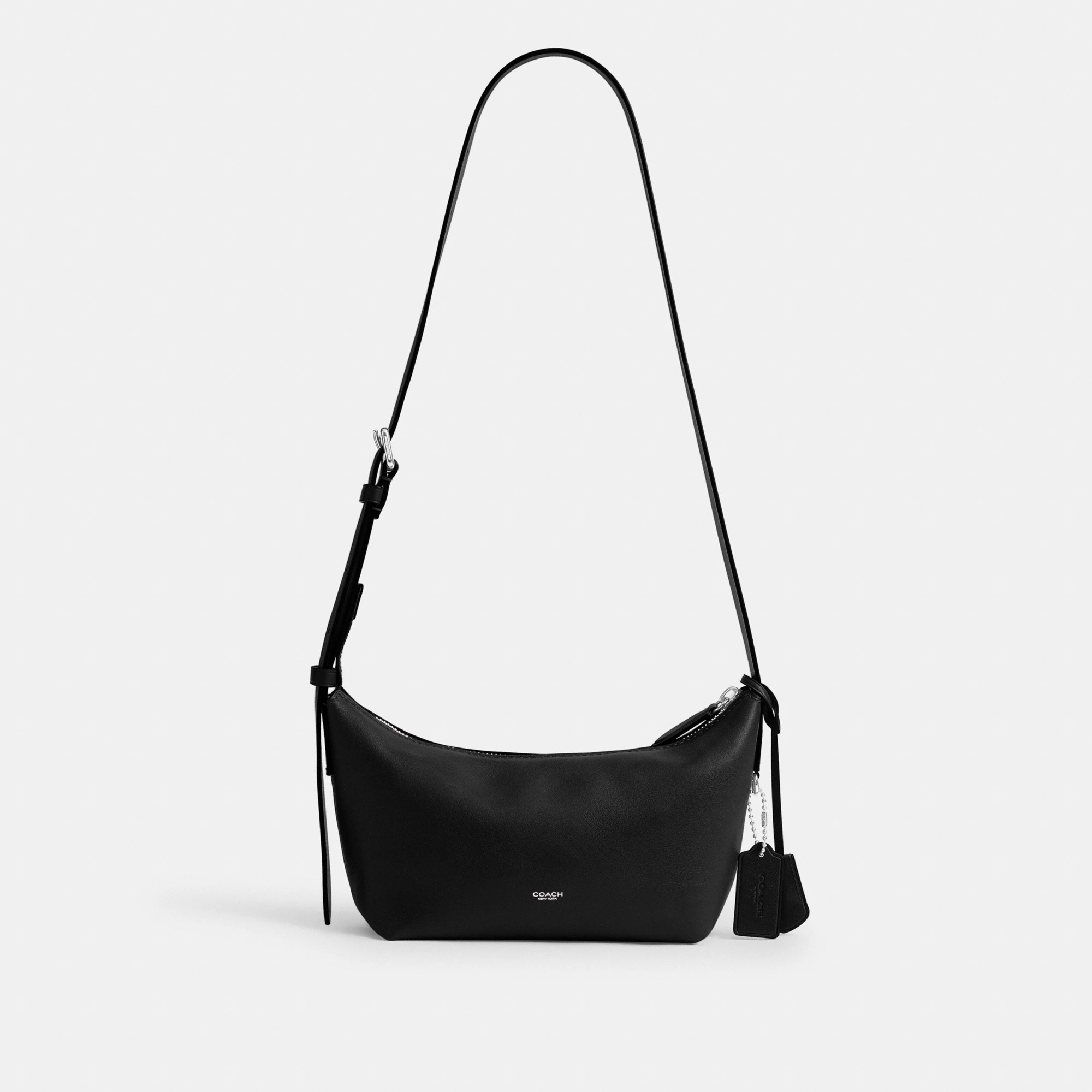COACH®,Mott Sling Bag 22,Leather,Slingback,Crossbody,Metal Material,Logo,Adjustable,Silver Metal,Casual, Father's Day,Black,Front View