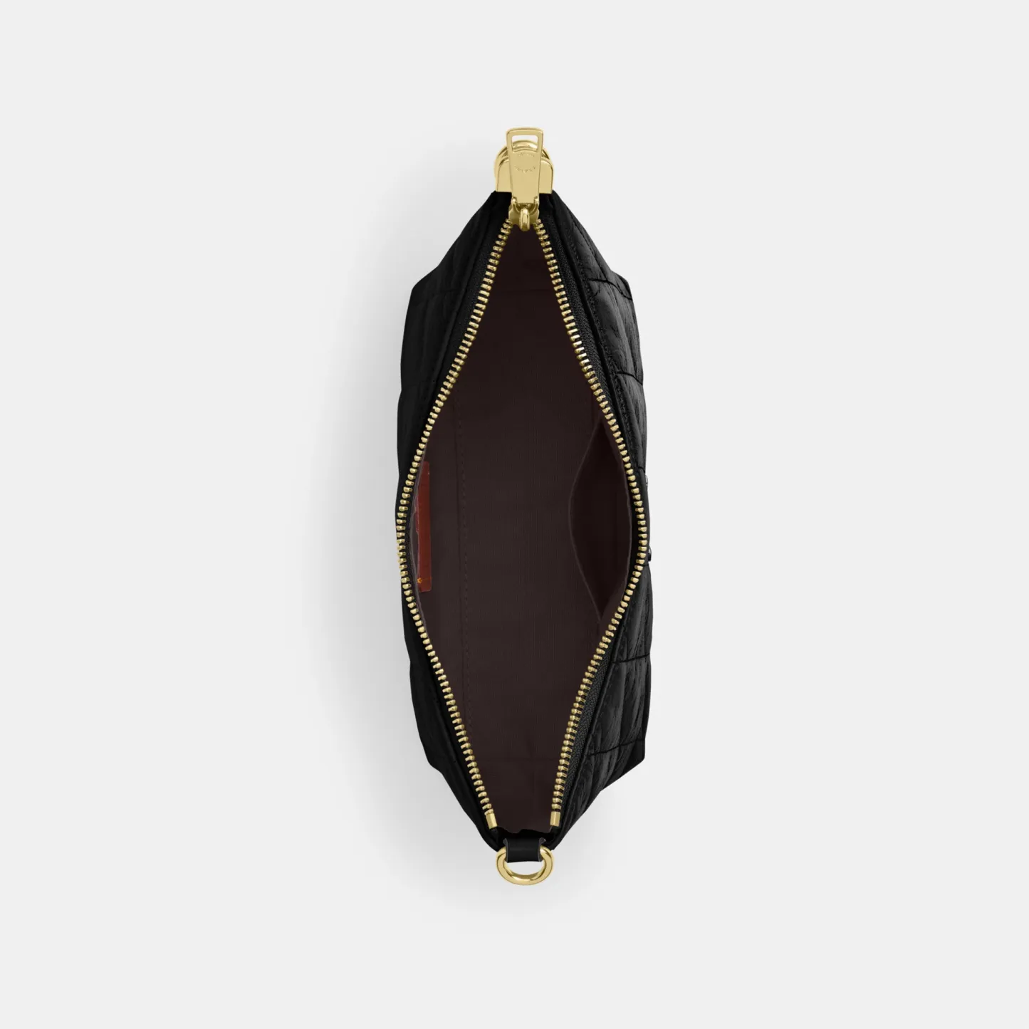 COACH®,Caitlin Shoulder Bag With Quilting,Lining Recycled Polyester,Recycled Polyester,Shoulder Bag,Logo,Chain Detail,Shou...,Black,Inside View,Top View