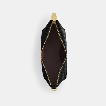 COACH®,Caitlin Shoulder Bag With Quilting,Lining Recycled Polyester,Recycled Polyester,Shoulder Bag,Logo,Chain Detail,Shou...,Black,Inside View,Top View