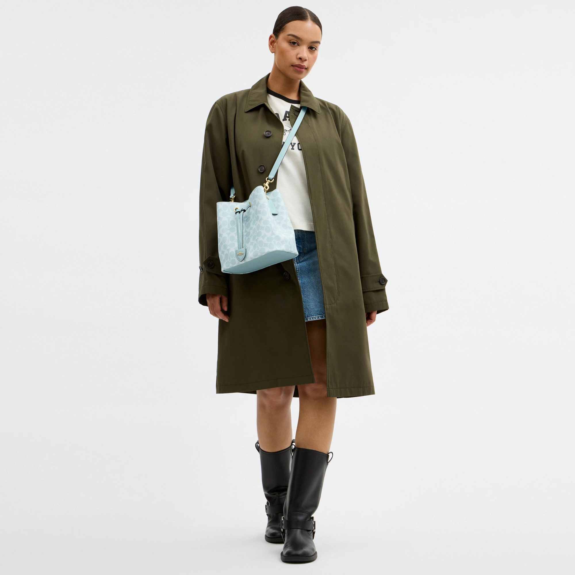 Rowan Bucket Bag In Signature Canvas - signature canvas/Gold/Light Blue - view 8