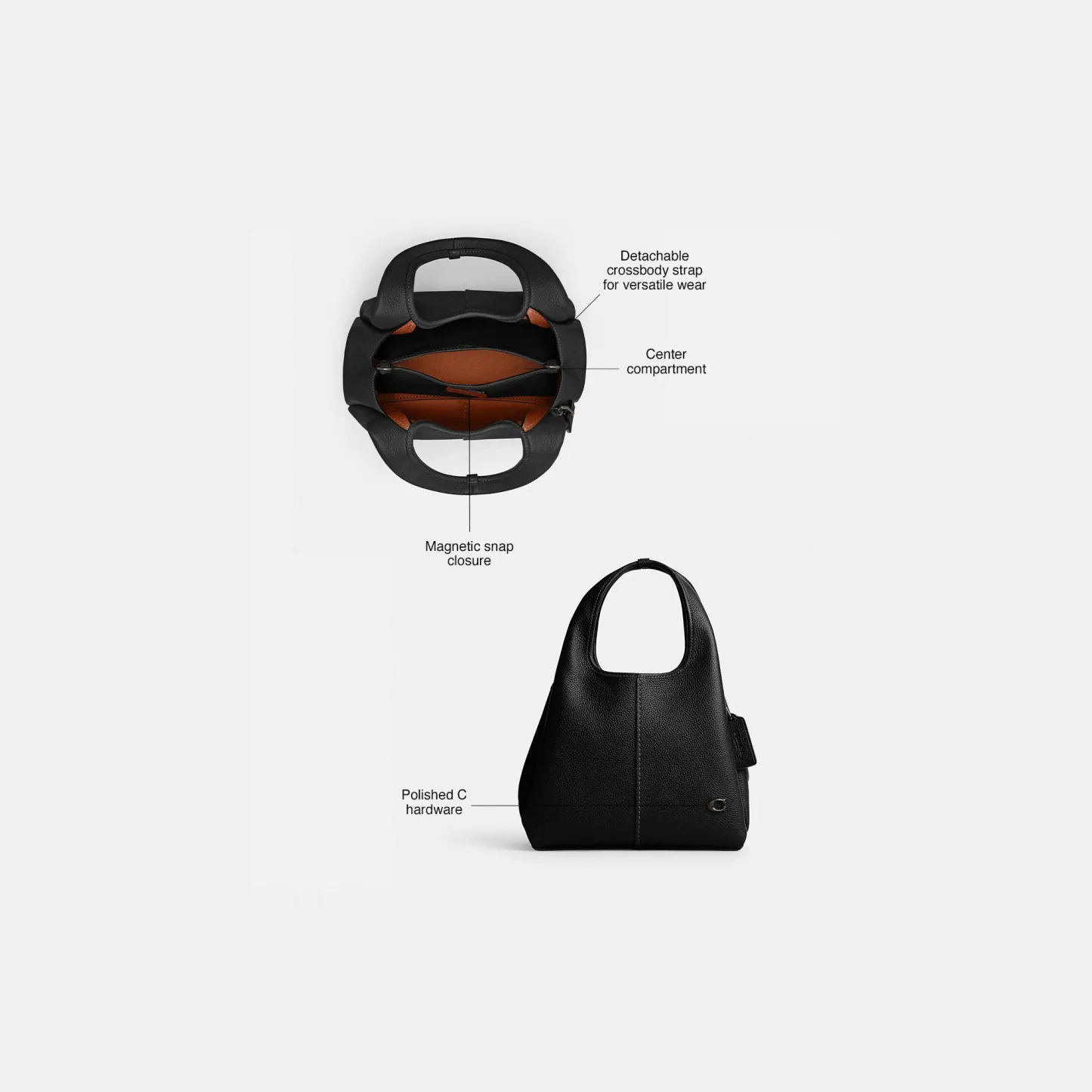 COACH®,Lana Shoulder Bag 23,Leather,Crossbody,Metal,Logo,Compact,Casual,Black
