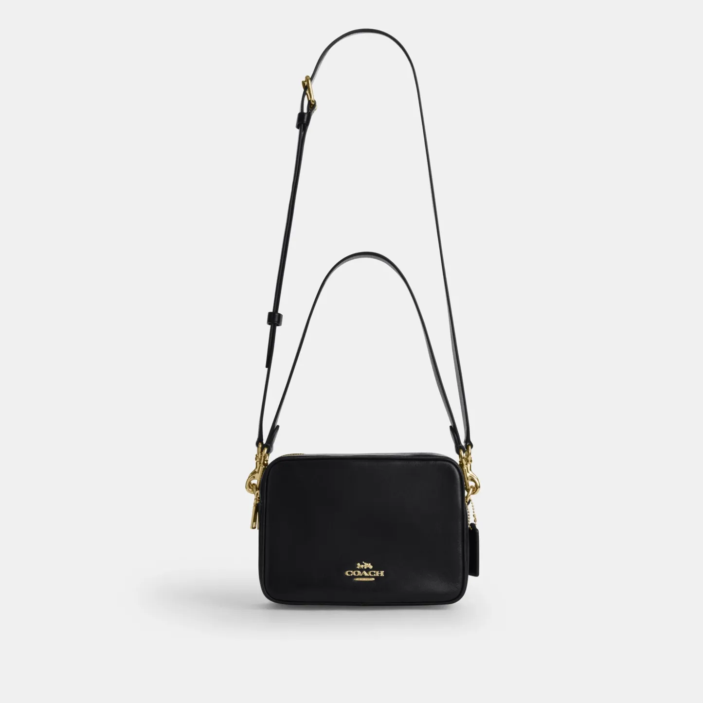 COACH®,Carey Crossbody Bag,Recycled Polyester,Leather,Camera Bag,Metal,Logo,Adjustable,Lined,Gold Metal,Casual,Black