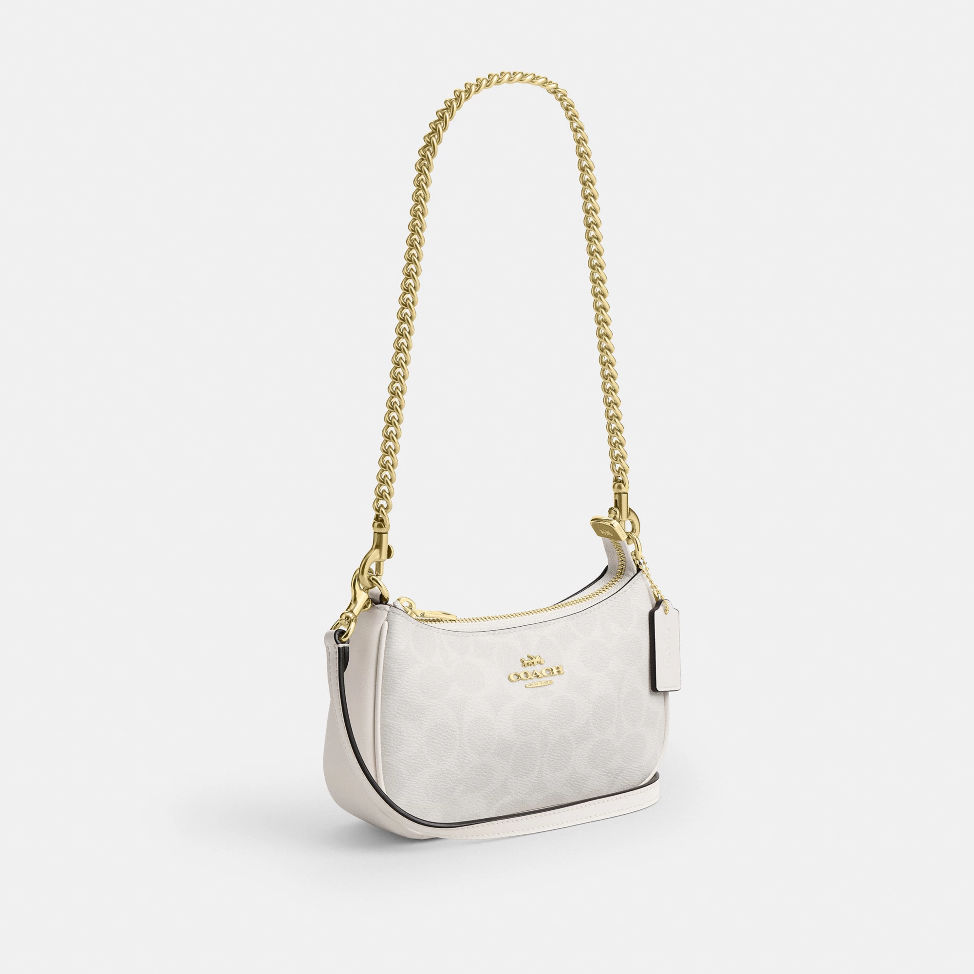 COACH®,Teri Mini Crossbody Bag In Signature Canvas,Polyester,Canvas,Recycled Polyester,Shoulder Bag,Adjustable,2 in 1,Vega...,White,Angle View