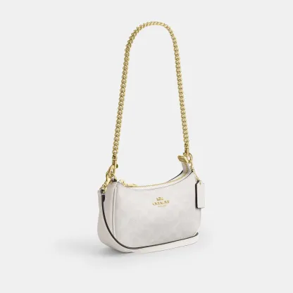 COACH®,Teri Mini Crossbody Bag In Signature Canvas,Polyester,Canvas,Recycled Polyester,Shoulder Bag,Adjustable,2 in 1,Vega...,White,Angle View