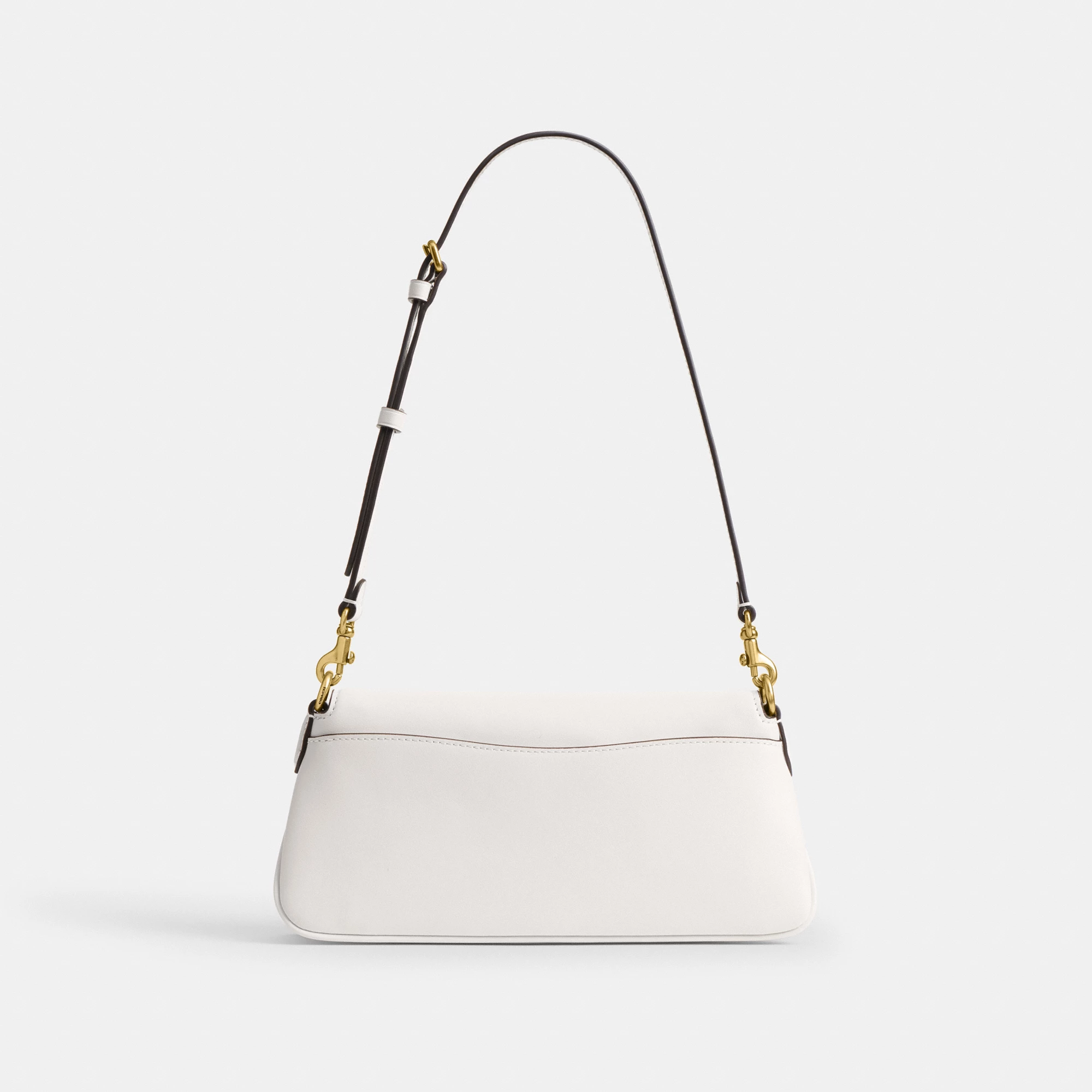 COACH®,Jet Shoulder Bag,Calfskin Leather,Shoulder Bag,Logo,Metal,Gold Metal,Casual,White,Back View