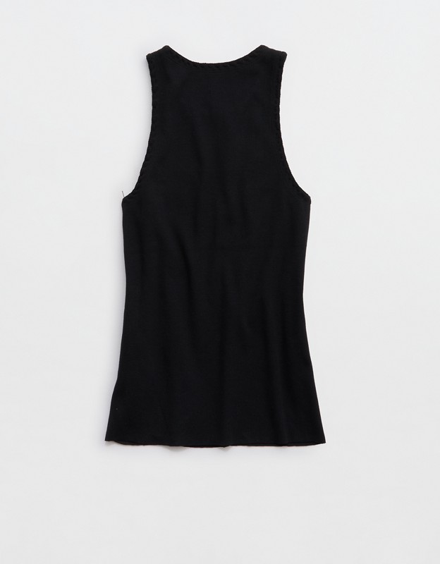 Aerie High Neck Tank Top - True Black