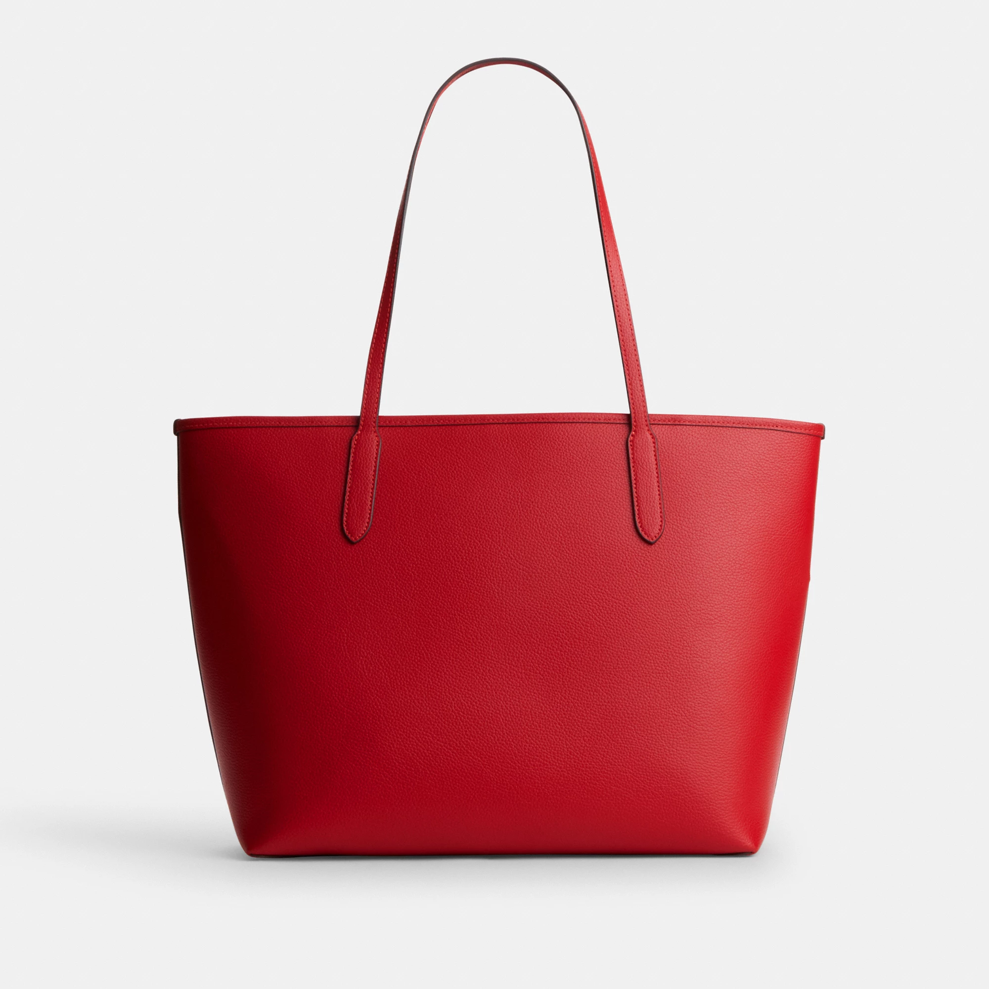 COACH®,City Tote Bag,Leather,Tote,Logo,Casual,Red,Back View
