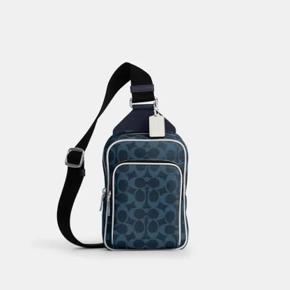 COACH®,Racer Sling Pack In Signature Canvas,,Front View
