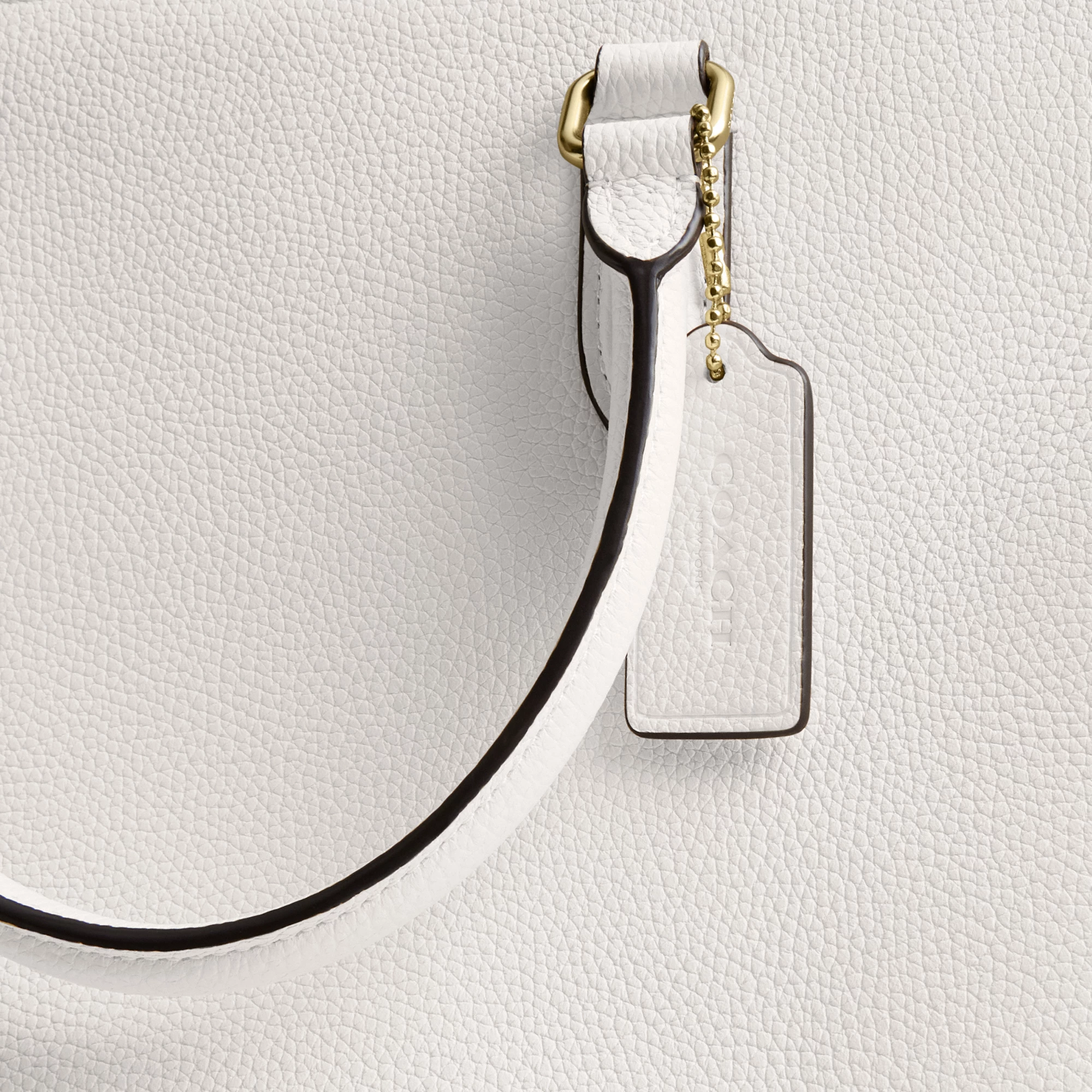 COACH®,Maggie Tote Bag,Leather,Tote,Logo,Embossed,Metal,Work,White,Closer View