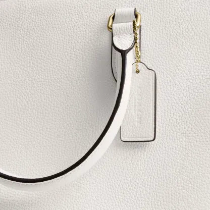 COACH®,Maggie Tote Bag,Leather,Tote,Logo,Embossed,Metal,Work,White,Closer View
