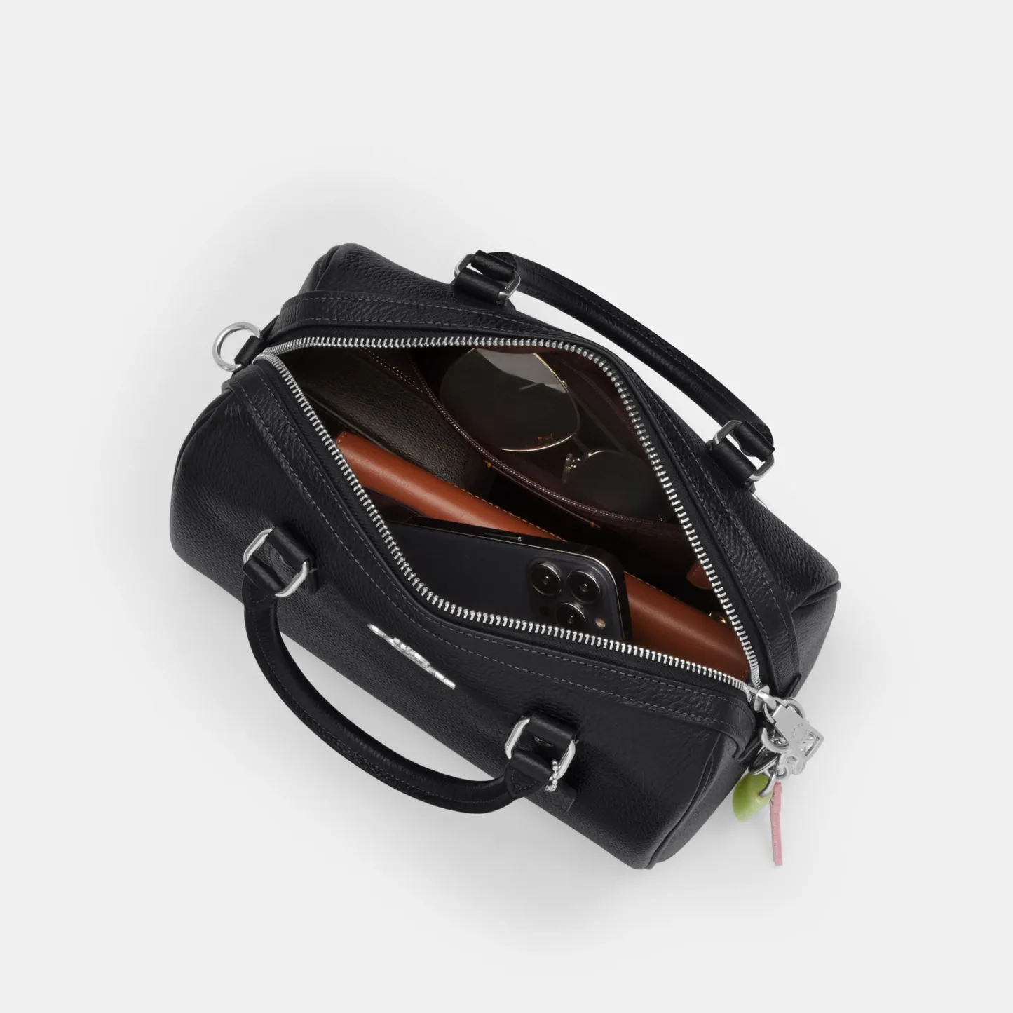 COACH®,Rowan Satchel Bag,Satchel,Logo,Casual,Work,Black,Inside View,Top View
