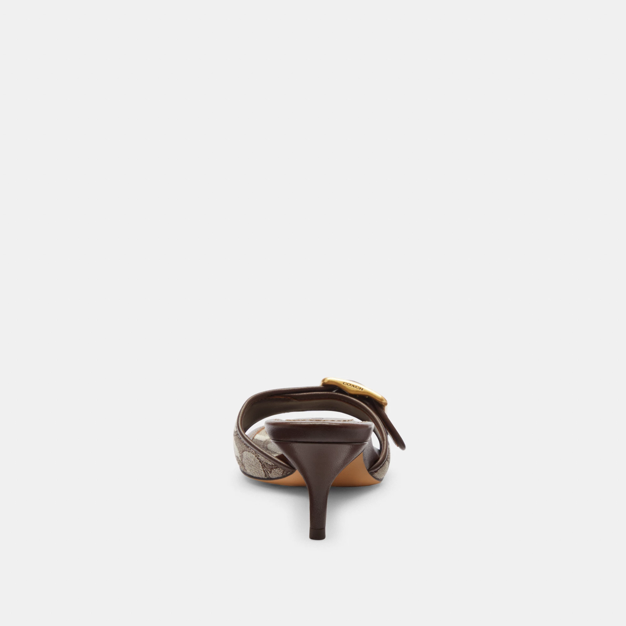 COACH®,Margot Sandal In Signature Jacquard,Recycled Cotton,Recycled Polyester,Leather,Slides,Fabric,Piping,Logo,Sustainabl...,Brown,Alternate View
