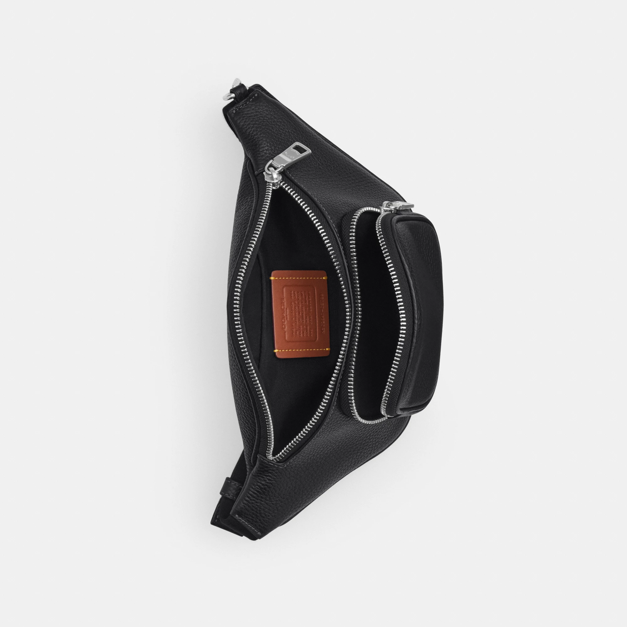 COACH®,Travis Belt Bag 30,Leather,Recycled Polyester,Polyester,Metal Material,Logo,Adjustable,Durable Fabric,Silver Metal,...,Black,Inside View,Top View