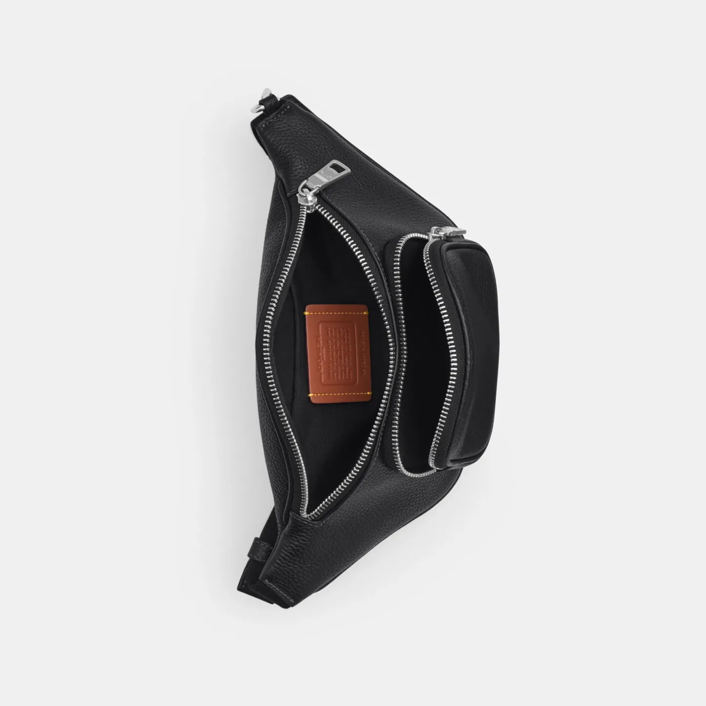 COACH®,Travis Belt Bag 30,Leather,Recycled Polyester,Polyester,Metal Material,Logo,Adjustable,Durable Fabric,Silver Metal,...,Black,Inside View,Top View