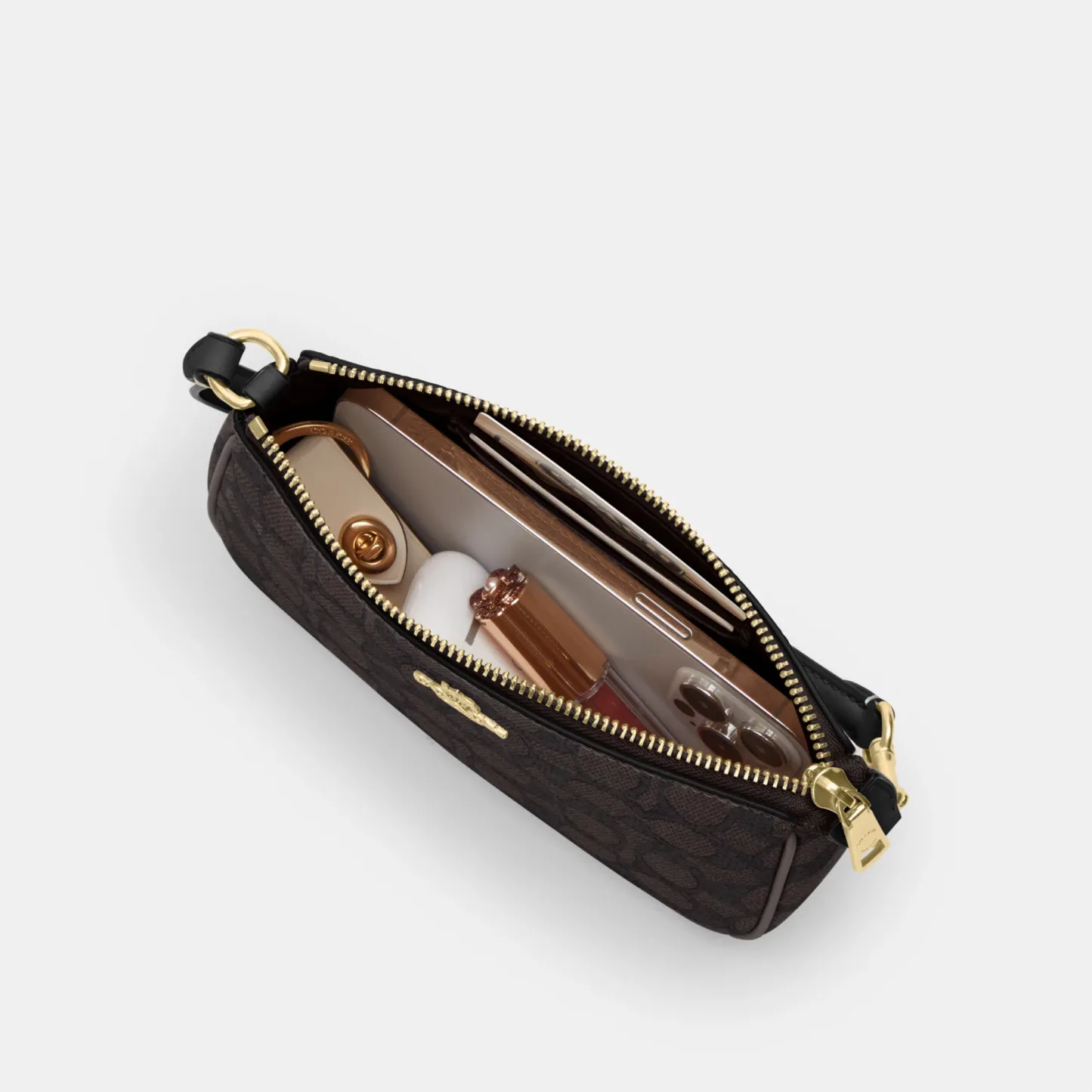 COACH®,Nolita 19 In Signature Canvas,Canvas,Shoulder Bag,Metal,Casual,Brown,Inside View,Top View
