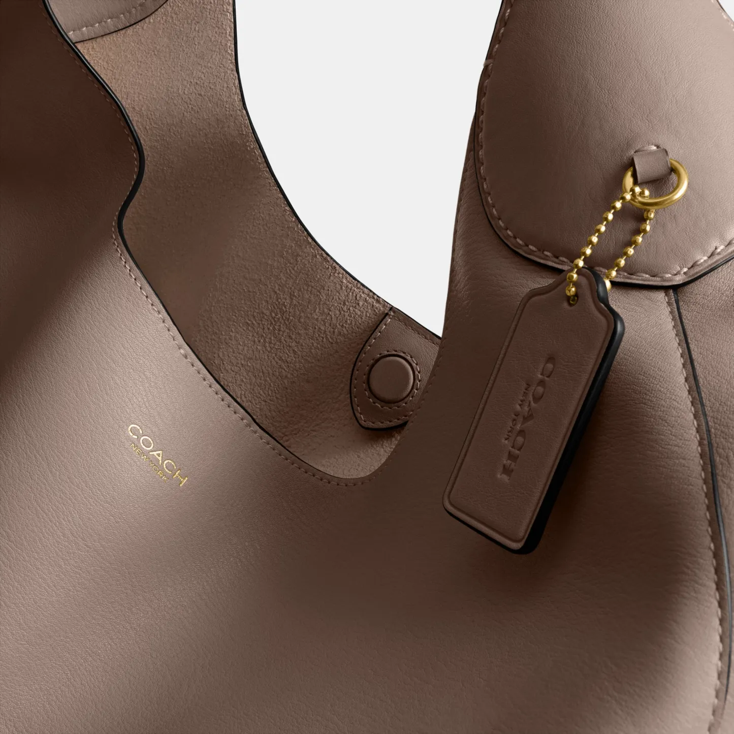 COACH®,Brooklyn Shoulder Bag 39,Hobo,Logo,Word Embellishment,Embossed,Casual,Brown,Closer View