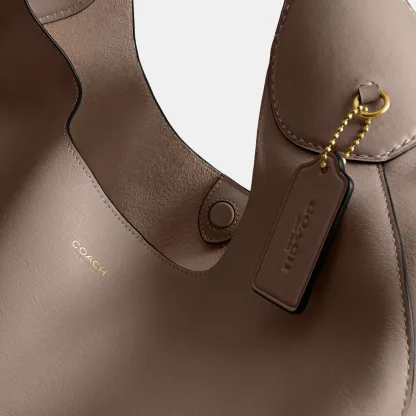 COACH®,Brooklyn Shoulder Bag 39,Hobo,Logo,Word Embellishment,Embossed,Casual,Brown,Closer View