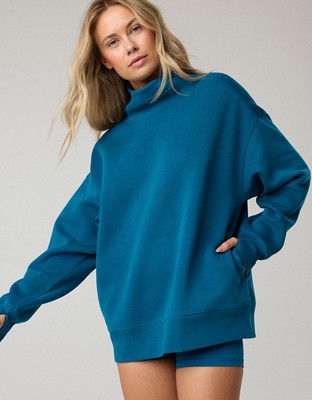 OFFLINE By Aerie Cloud Fleece Oversized Mockneck Sweatshirt - Twilight Blue