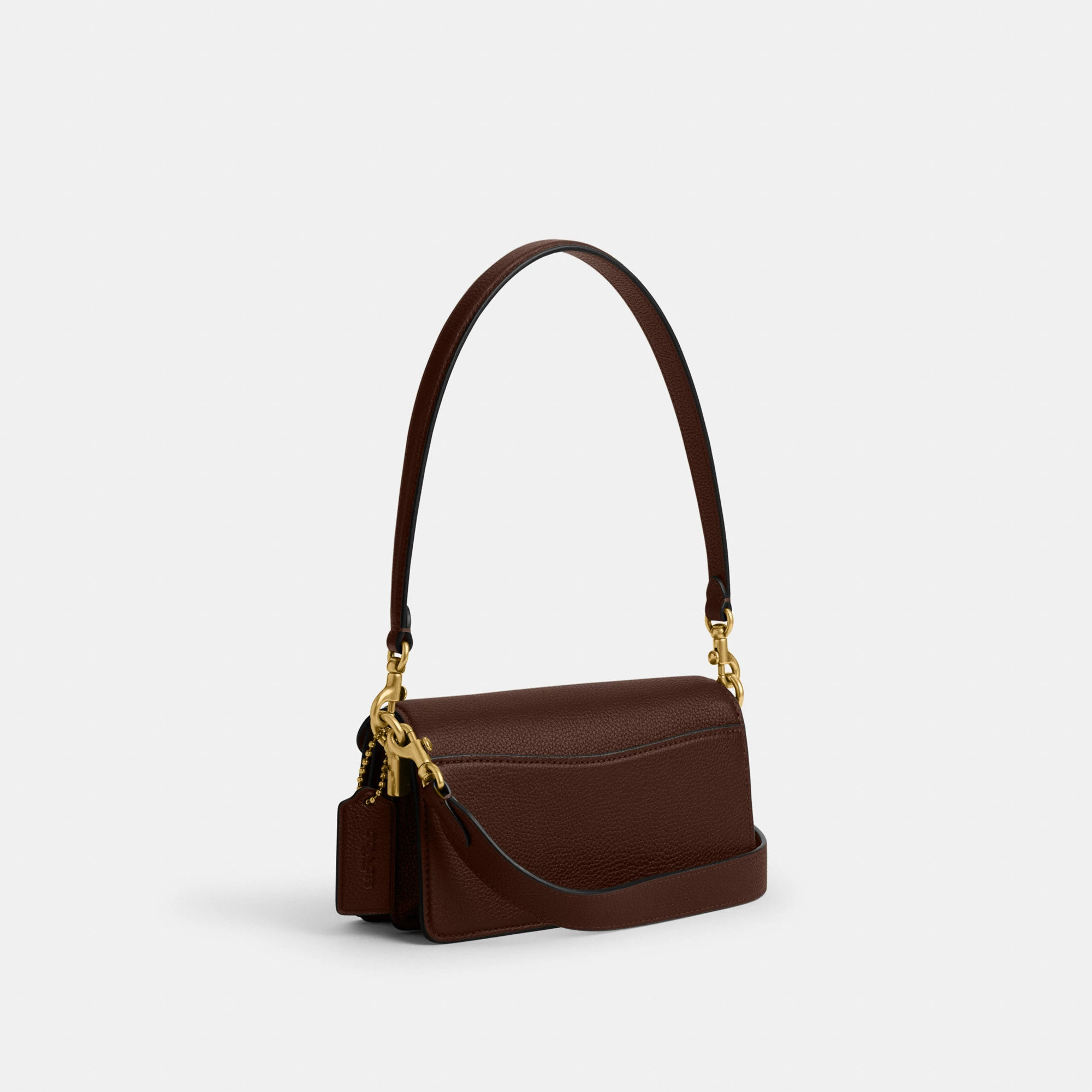 COACH®,Tabby Shoulder Bag 20,Leather,Shoulder Bag,Embossed,Metal,Logo,Day Party,Brown,Angle View