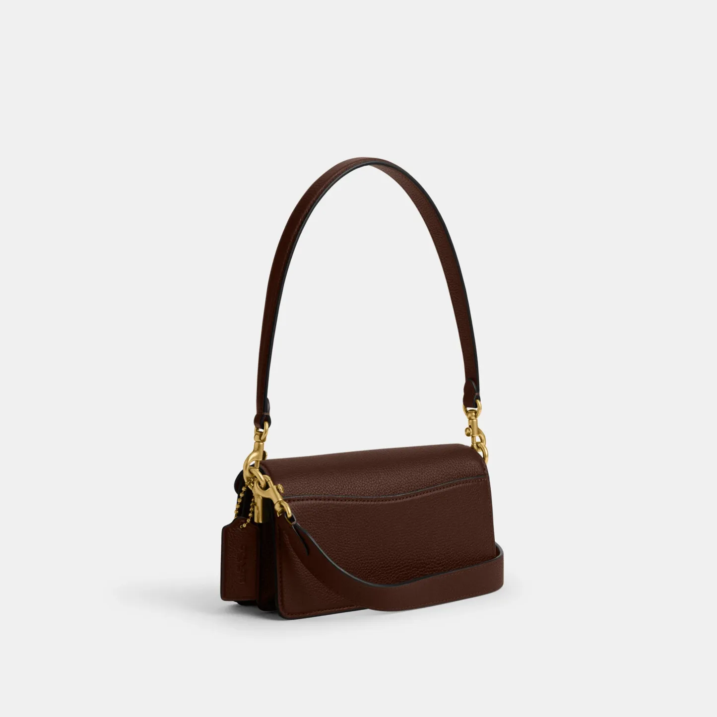 COACH®,Tabby Shoulder Bag 20,Leather,Shoulder Bag,Embossed,Metal,Logo,Day Party,Brown,Angle View