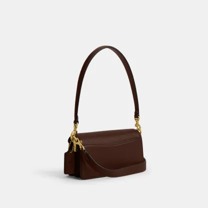 COACH®,Tabby Shoulder Bag 20,Leather,Shoulder Bag,Embossed,Metal,Logo,Day Party,Brown,Angle View