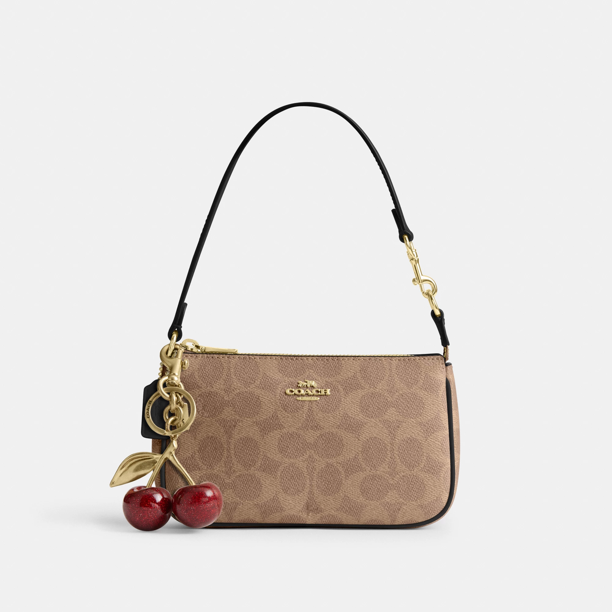 COACH®,Nolita 19 In Signature Canvas,Canvas,Shoulder Bag,Metal,Casual,Brown,Angle View