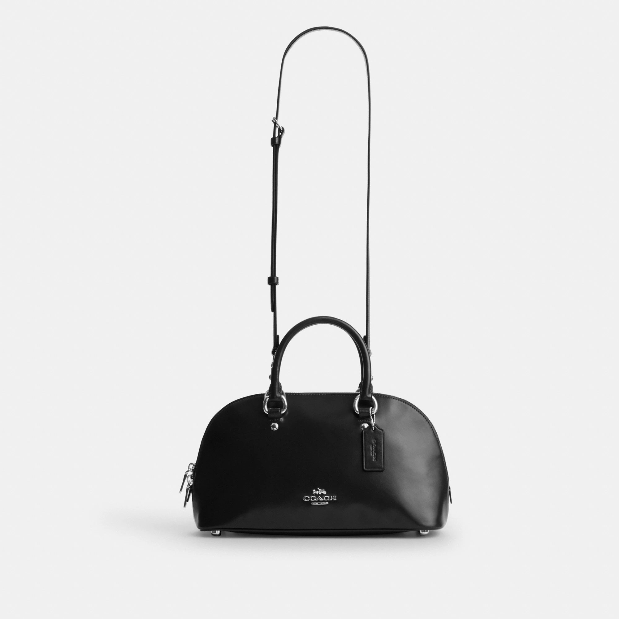 COACH®,Lara Satchel Bag,Recycled Polyester,Satchel,Logo,Metal,Casual,Black