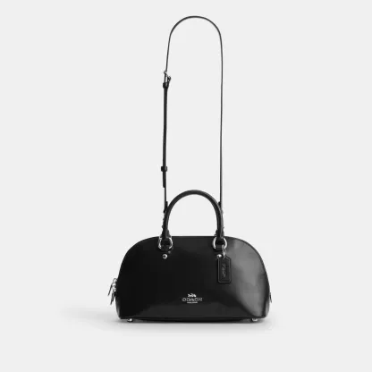 COACH®,Lara Satchel Bag,Recycled Polyester,Satchel,Logo,Metal,Casual,Black