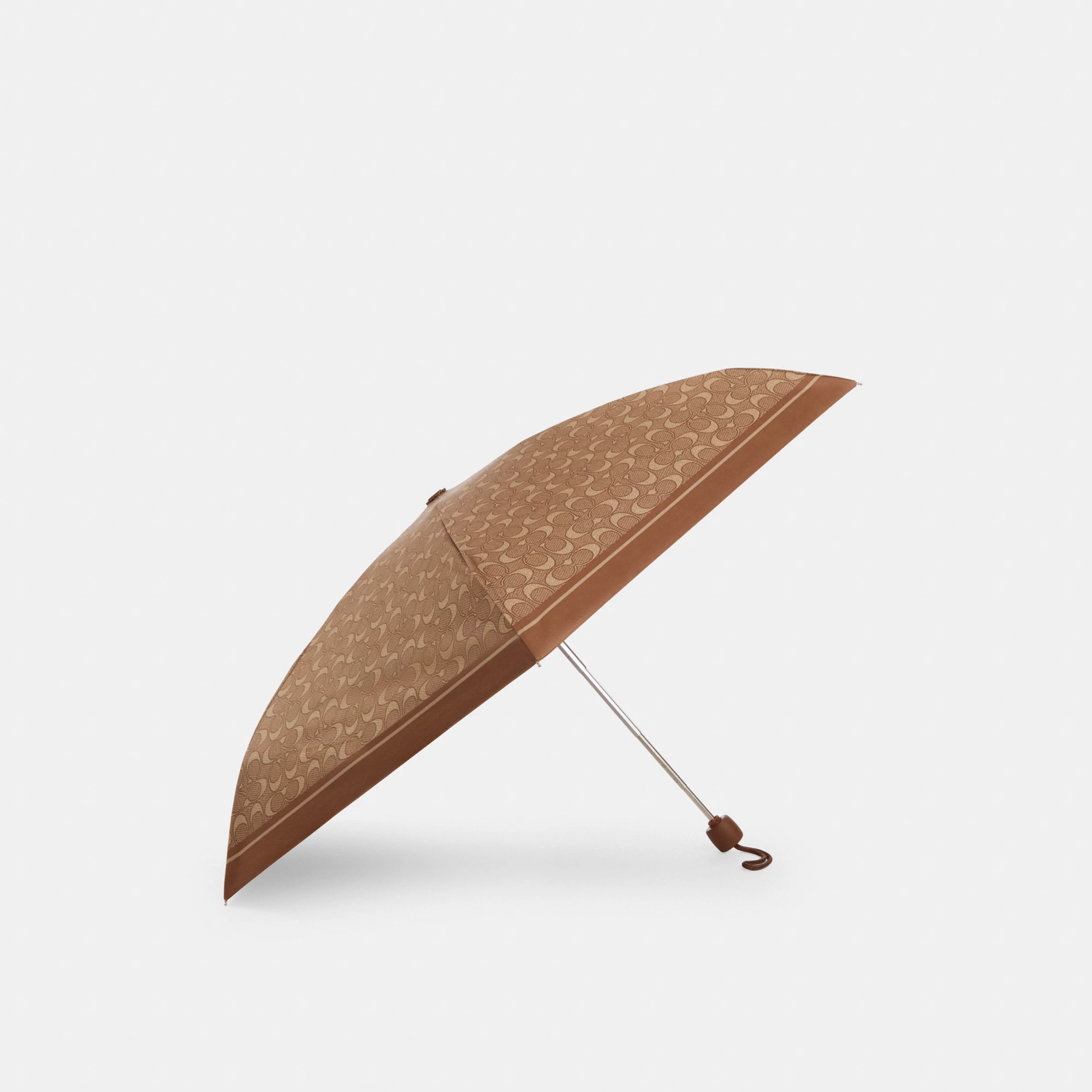 COACH®,Uv Protection Mini Umbrella In Signature Print,Classic Umbrella,Casual,Brown,Front View