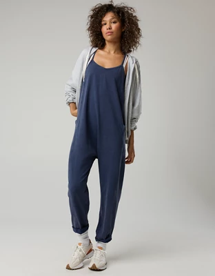 OFFLINE By Aerie OG Cotton Racerback Jumpsuit - Royal Navy