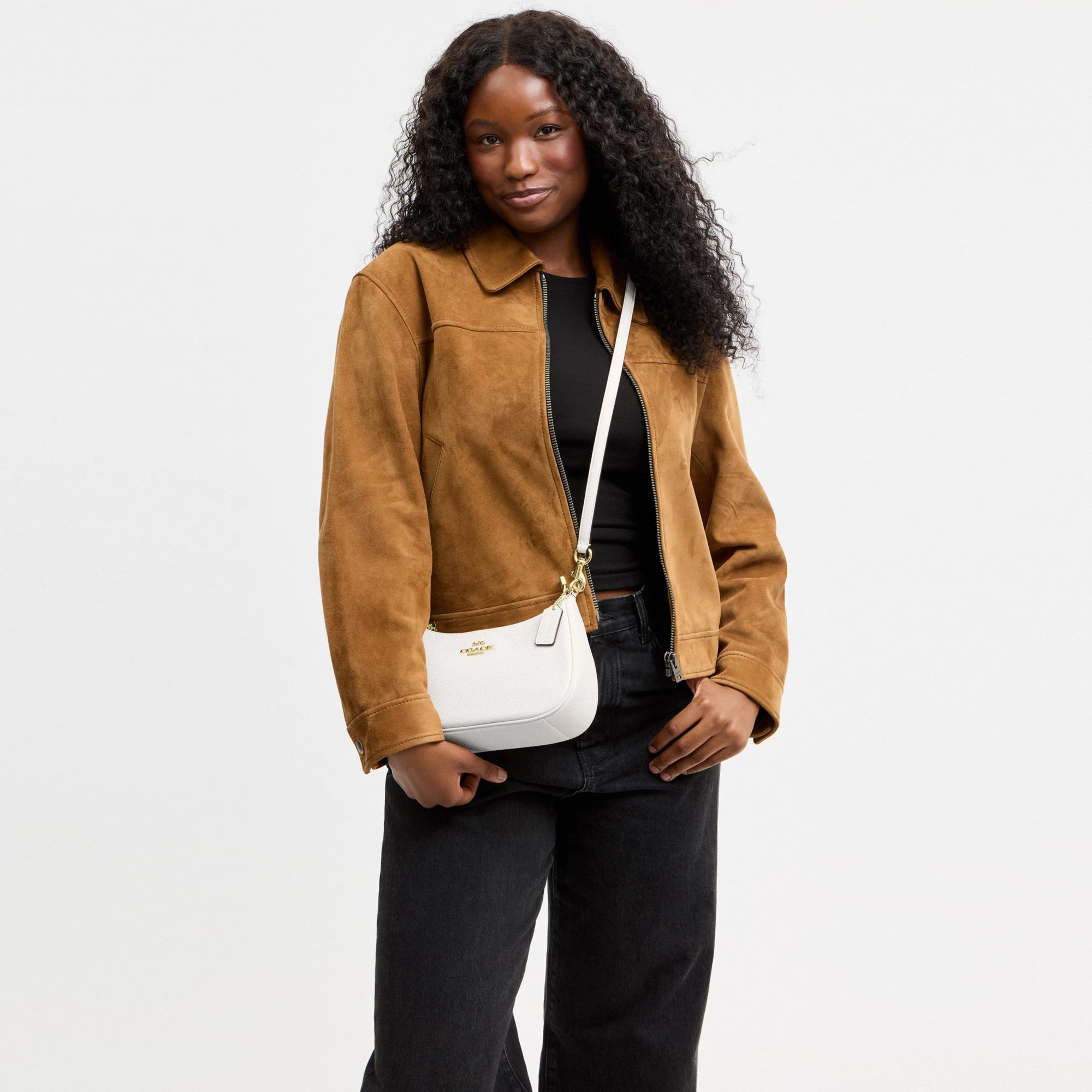 COACH®,Teri Shoulder Bag,Shoulder Bag,Chain Detail,Metal,Logo,Casual,White