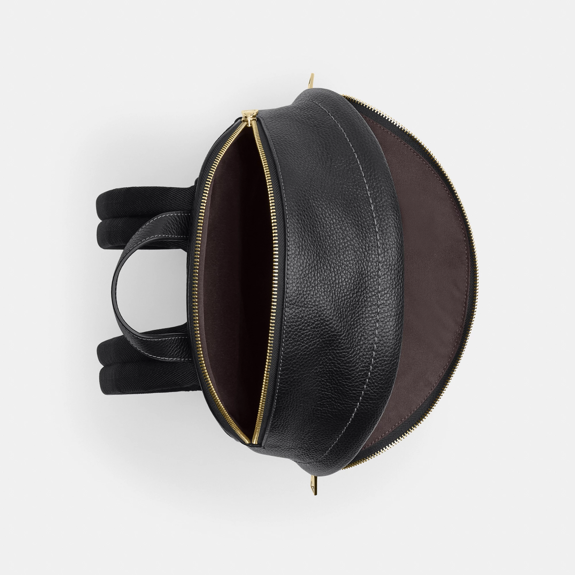 COACH®,Taylor Small Backpack,Recycled Polyester,Leather,Lining Recycled Polyester,Polyester,Backpack,Metal,Logo,Lined,Padd...,Black,Inside View,Top View