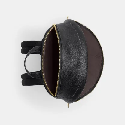 COACH®,Taylor Small Backpack,Recycled Polyester,Leather,Lining Recycled Polyester,Polyester,Backpack,Metal,Logo,Lined,Padd...,Black,Inside View,Top View