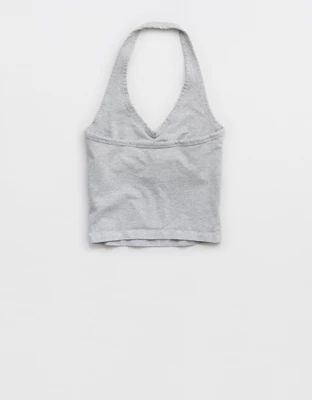 OFFLINE By Aerie OG Cotton Halter Tank Top - Medium Heather Gray