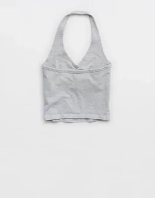 OFFLINE By Aerie OG Cotton Halter Tank Top - Medium Heather Gray