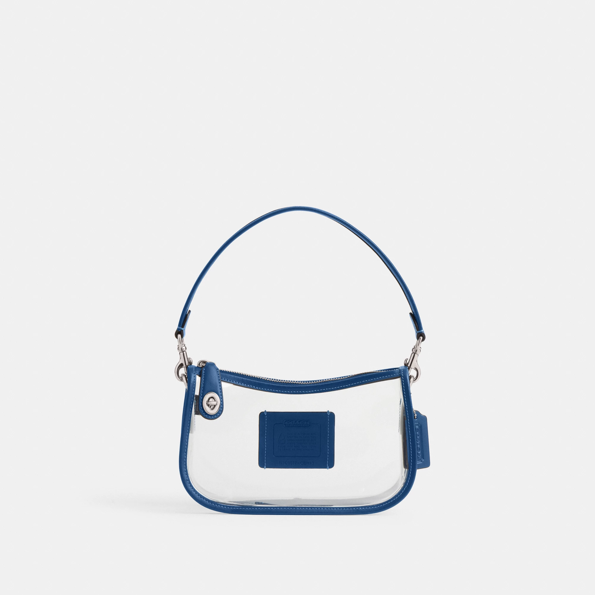 COACH®,Stadium Swinger Bag,Leather,Shoulder Bag,Sheer,Piping,Applique,Casual,White,Front View