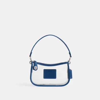 COACH®,Stadium Swinger Bag,Leather,Shoulder Bag,Sheer,Piping,Applique,Casual,White,Front View