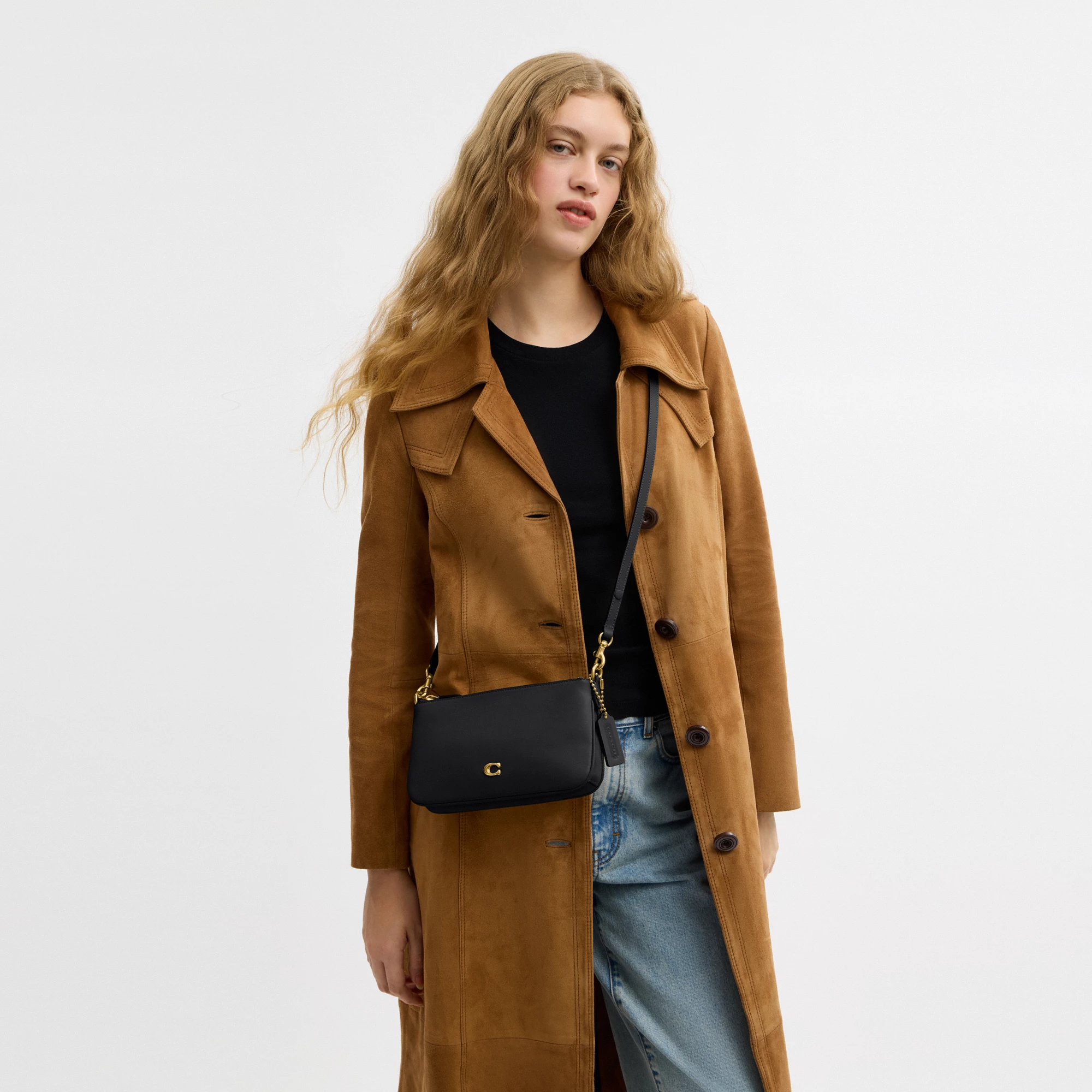 COACH®,Audrey Crossbody Bag,Recycled Polyester,Leather,Lining Recycled Polyester,Shoulder Bag,Metal Material,Metal,Pendant...,Black,Detail View