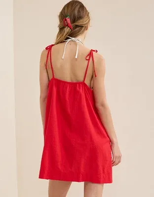Aerie Tie Mini Dress - Chilly Red