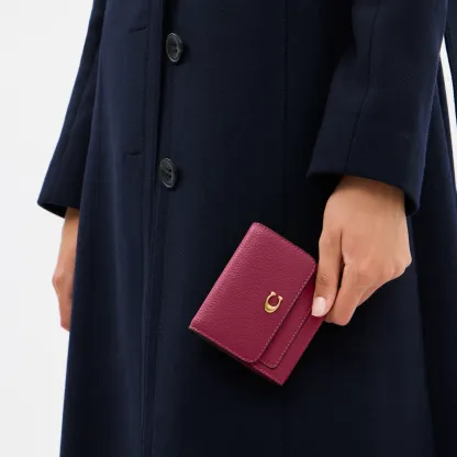 COACH®,Mila Small Flap Wallet,Leather,Tri Fold,Logo,Metal,Casual,,Detail View
