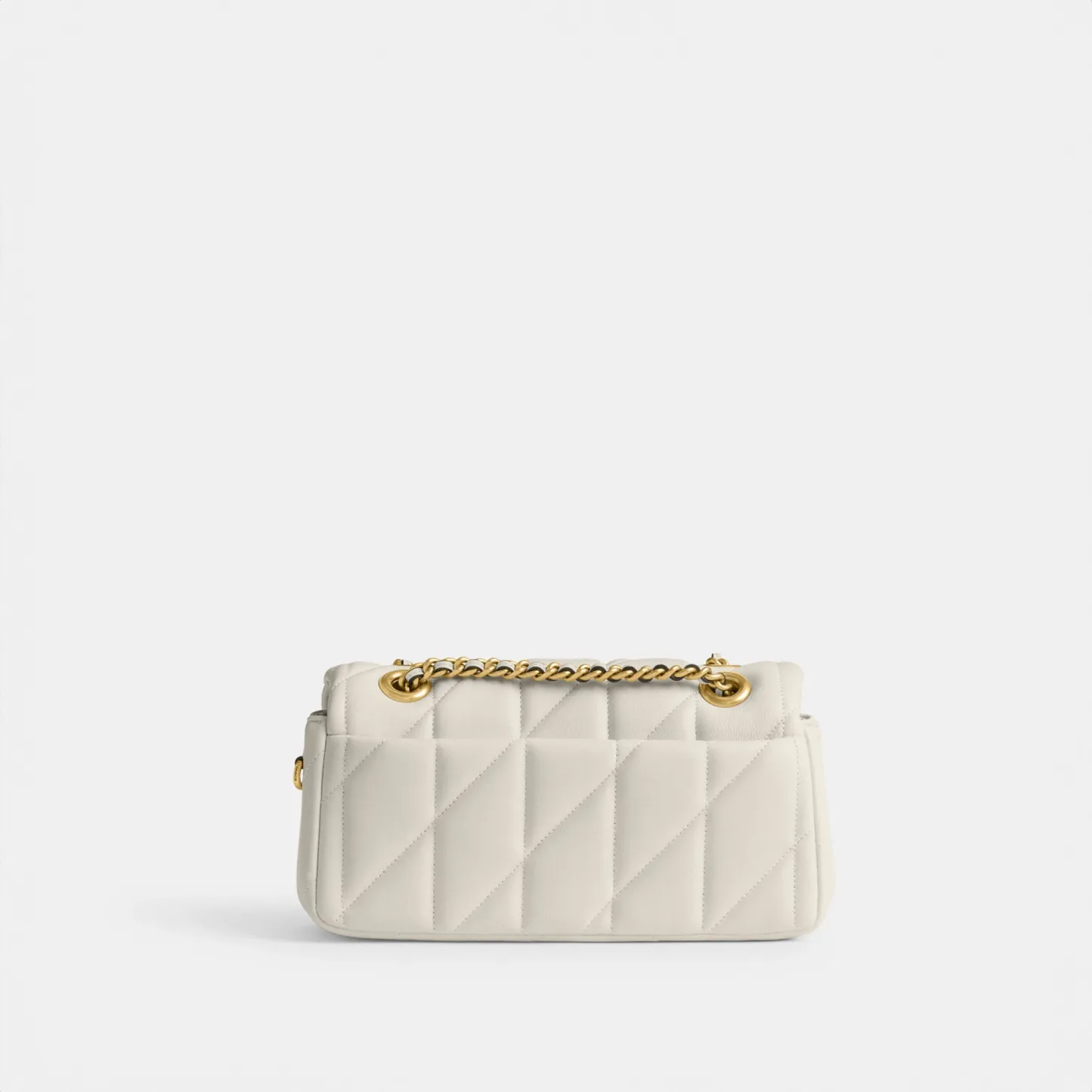 COACH®,Tabby Shoulder Bag 20 With Pillow Quilting,Leather,Shoulder Bag,Chain Detail,Embossed,Logo,Metal,Gold Metal,Day Party,White,Back View
