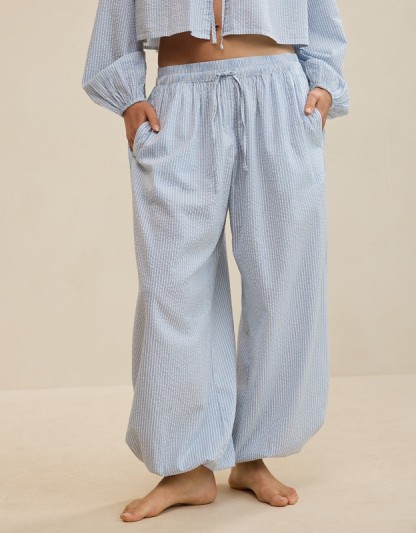 Aerie Seersucker Balloon Pant - Monaco Blue