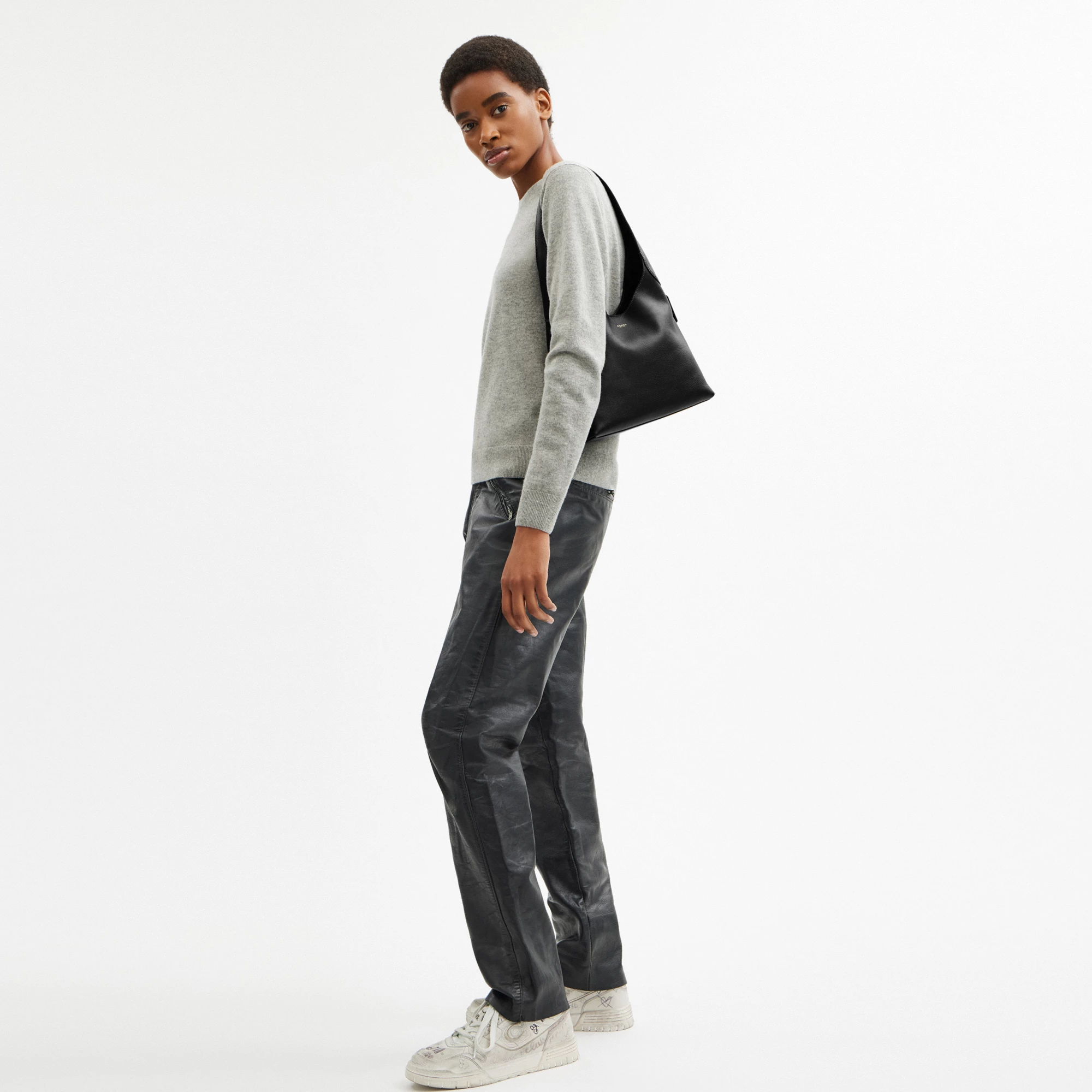 COACH®,Brooklyn Shoulder Bag 28,Leather,Hobo,Engraved Detail,Logo,Casual,Black,Detail View