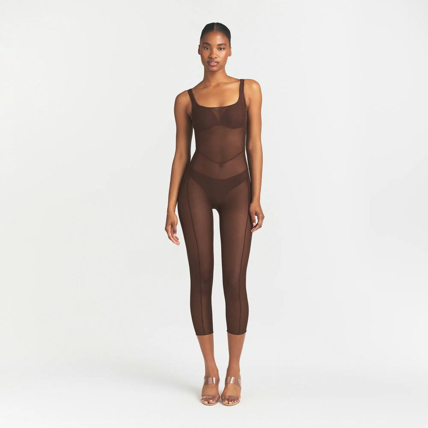 POWER MESH SHAPEWEAR CATSUIT - COCOA