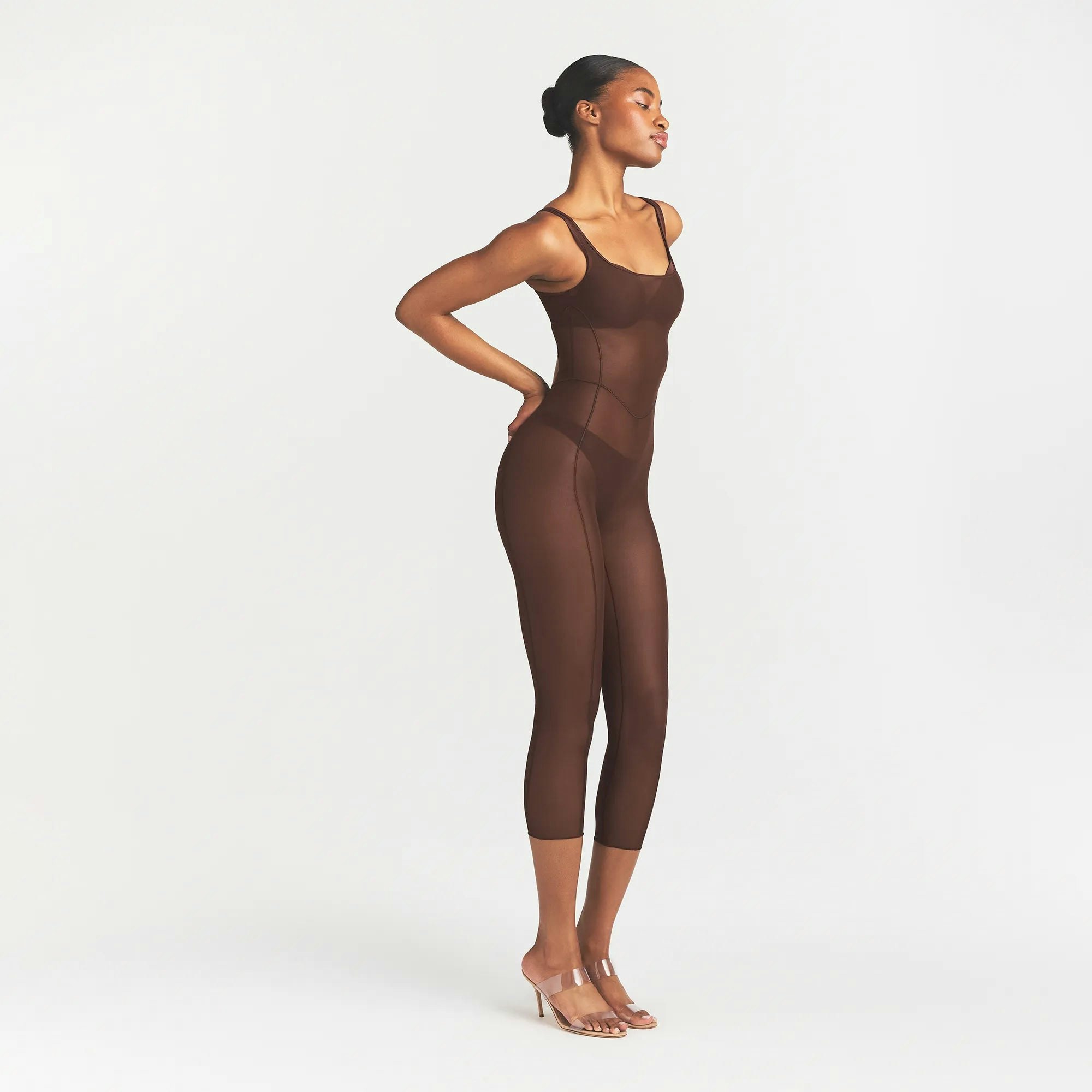 POWER MESH SHAPEWEAR CATSUIT - COCOA